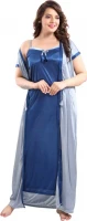 Satin Plain Full Length Women Robe Nighty HB-16