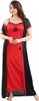 Satin Plain Full Length Women Robe Nighty HB-17