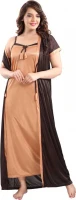 Satin Plain Full Length Women Robe Nighty HB-18