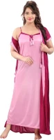 Satin Plain Full Length Women Robe Nighty HB-20