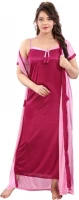 Satin Plain Full Length Women Robe Nighty HB-24
