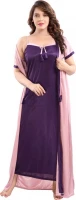Satin Plain Full Length Women Robe Nighty HB-26