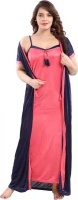 Satin Plain Full Length Women Robe Nighty HB-30