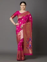 Printed Silk Saree With Blouse Piece For Women hb-009