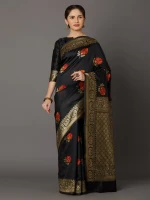 Printed Silk Saree With Blouse Piece For Women hb-18