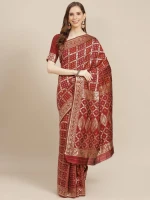 Printed Silk Saree With Blouse Piece For Women hb-28