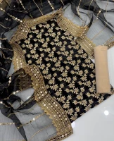 Original Organza Embroidery and Puthi Work with Heavy Dollar Work Dupatta hb-003