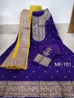 Unstitched Fashionable and Georgious High Quality fabrics and Screen Printed Pure Cotton Salwar Kameez For Woman hb-001