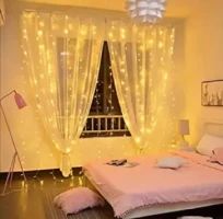 Golden Home Decorative Curtain String Lights, Led String Fairy Lights Eid Puja Christmas Xmas Garland Decoration Wedding Festival Party LED Lights