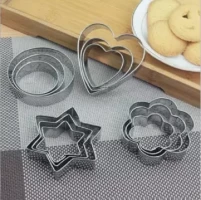 12 Piece Set Stainless Steel Pastry Cookie Biscuit Cutter Cake Muffin Decor Mold Multi functional Tool