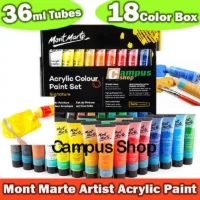 Mont Marte 18 Acrylic Color box 36ml paint Set for Professional Artists