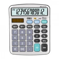 Deli Big Display & Dual Power Metal 12 Digit Calculator (EM19810)
