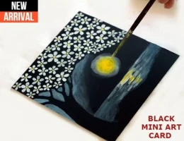 Black Mini Art Card,Black scratch card,Blank mini art card,Black mini sketch card, Mini Black card (4.5 x 4.5 inch) - 10 pcs pak
