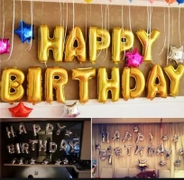 Happy Birthday Balloon Banner, Aluminum Foil Letters Banner Balloons for Party Supplies Birthday Decorations