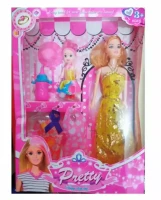 Beautiful Barbie Doll 2 piece Doll set with 2 piece Extra Dress and Many accessories Family Color - Pink