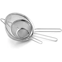 9", 7", 4", Stainless Steel Strainers, Silver, Set of 3 (Food Strainer)