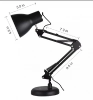 Classic Metal Swing Arm Desk Lamp Black