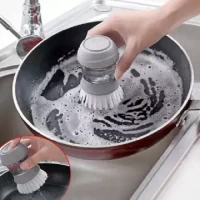Kitchen Plastic Scrubber Liquid Soap Dispensing Cleaner Palm
