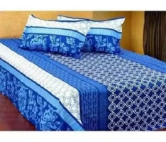 Double Size Cottont Bed Sheewith Matching 2 Pillow Covers - Multicolor