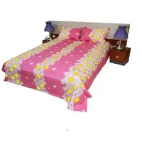 King Size Cotton Bed Sheet with Matching 2 Pillow Covers - Multicolor