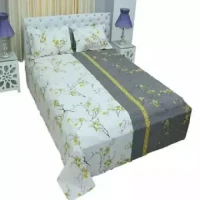 Double Size Cotton Bed Sheet with Matching 2 Pillow Covers - Multicolor