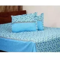 Double Size Bed Sheet with Matching 2 Pillow Covers skycolor