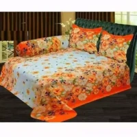 Multicolor Print 7.5 by 8.5 Feet Double King Size Bed sheet Set with Two Pillow Covers