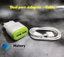 Dual USB Ports Charging Power Adapter for Mobile Phone and Cable