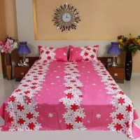 King Size Bed Sheet Cotton Multicolored with Matching 2 Pillow Covers