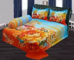 New Collection Panel Cotton King Size Bed Sheet With 2 Pillow Covers