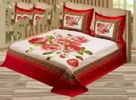 Double Size Cotton Bed Sheet with Matching 2pcs Pillow Covers By EXPORTGALLERY