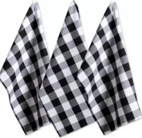 DII Cotton Buffalo Check Plaid Dish Towels, (20×30″, Set of 3) Monogrammable Oversized Kitchen Towels for Drying, Cleaning, Cooking, & Baking – Black & White