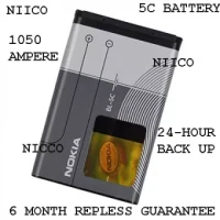 Mobile Battery -5c-1050 Ampere-6 Month Warranty