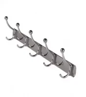 Wall Mounted Cloth Hanger - 6 Hooks - Silver