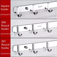 Stainless Steel 5 Hooks Towel Coat Clothes Hooks for Hanging Kitchen Bathroom Home