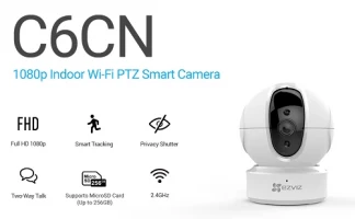 EZVIZ C6N 1080p Indoor Pan/Tilt WiFi Security Camera, 360° Coverage, Auto Motion Tracking, Two-Way Audio, Clear 30ft Night Vision, Supports MicroSD Card up to 256GB