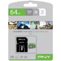 PNY 64GB(Temperature/Shock/Magnet/Water Proof) Elite Class 10 U1 micro SDXC memory card.