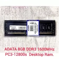 ADATA 8GB DDR3 1600 MHZ DESKTOP RAM, SDRAM PC3-12800 1600MHz 240-pin Memory For Dasktop